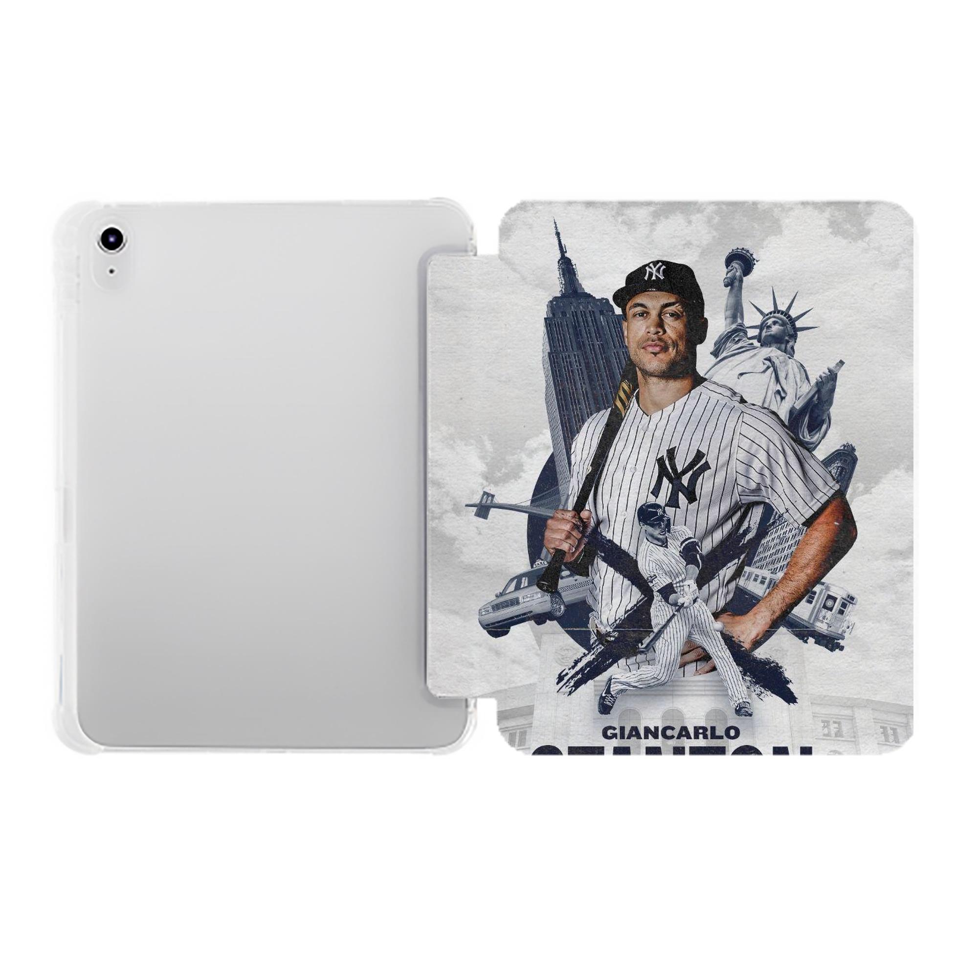 Giancarlo Stanton 23 Premium Tri-Fold PU Leather & Silicone IPad Case With Pencil Slot – Fits 9.5,10.5,10.9 – Adjustable Stand, Slim, Protective